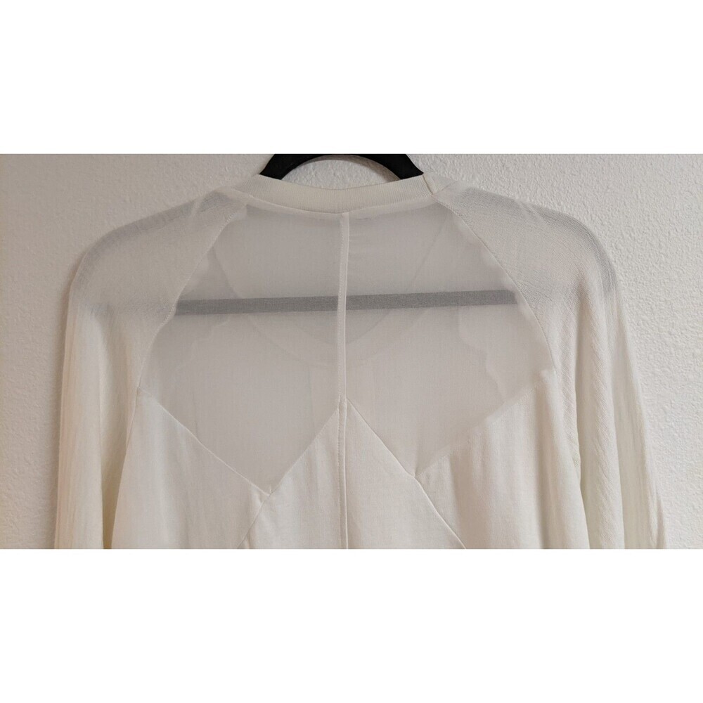 Women's ZARA W/B Collection Cotton Gauze Chiffon Back LS Tie Waist Top M - Picture 7 of 8